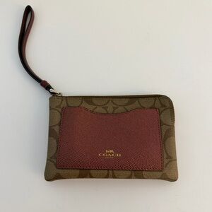 Coach Tan and Red Wristlet